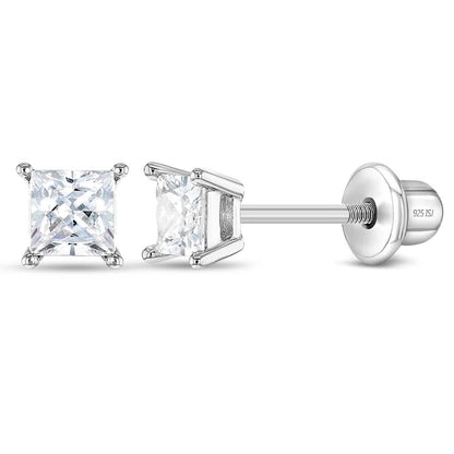 Solitaire CZ Earrings - Sterling Silver