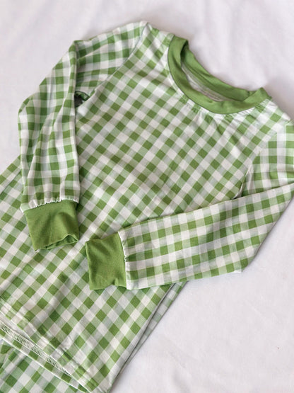 Green Gingham Bamboo Set