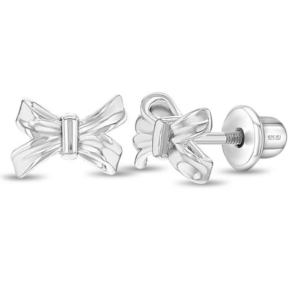 Classic Ribbon Bow Earrings - Sterling Silver