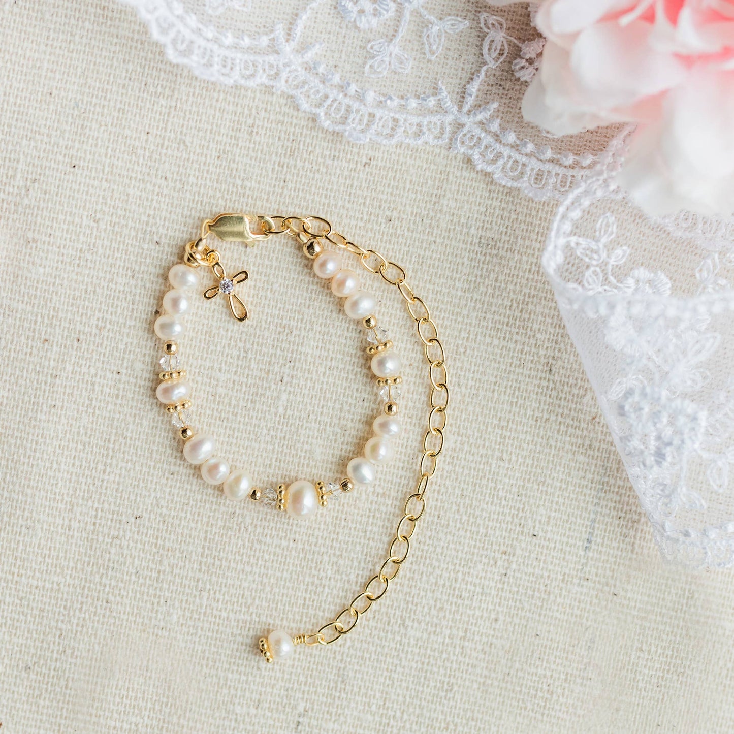 Gold Baptism to Bride Baby Bracelet