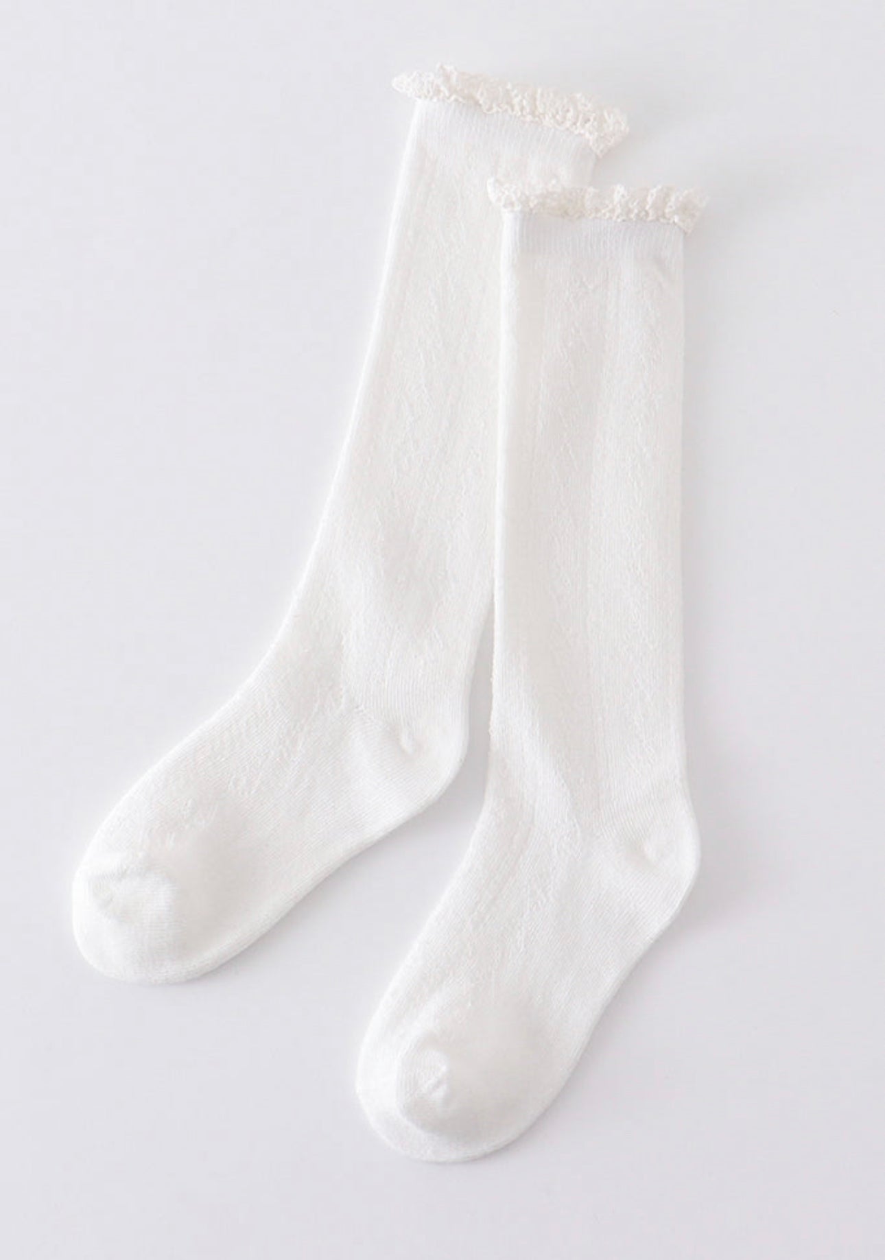 Ivory Knit Lace Knee High Socks