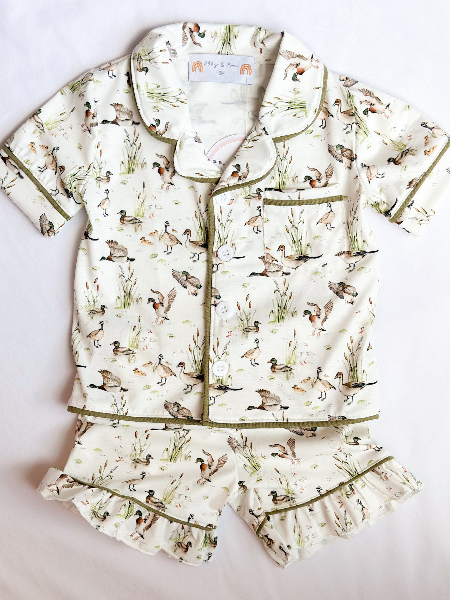 Sage Mallard Ruffle Pajama Set