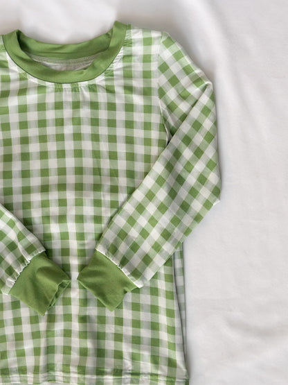 Green Gingham Bamboo Set