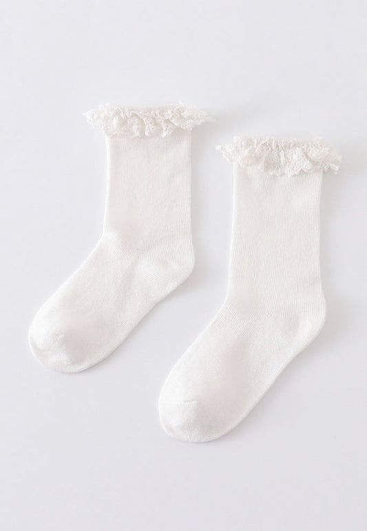 Ivory Knit Lace Socks