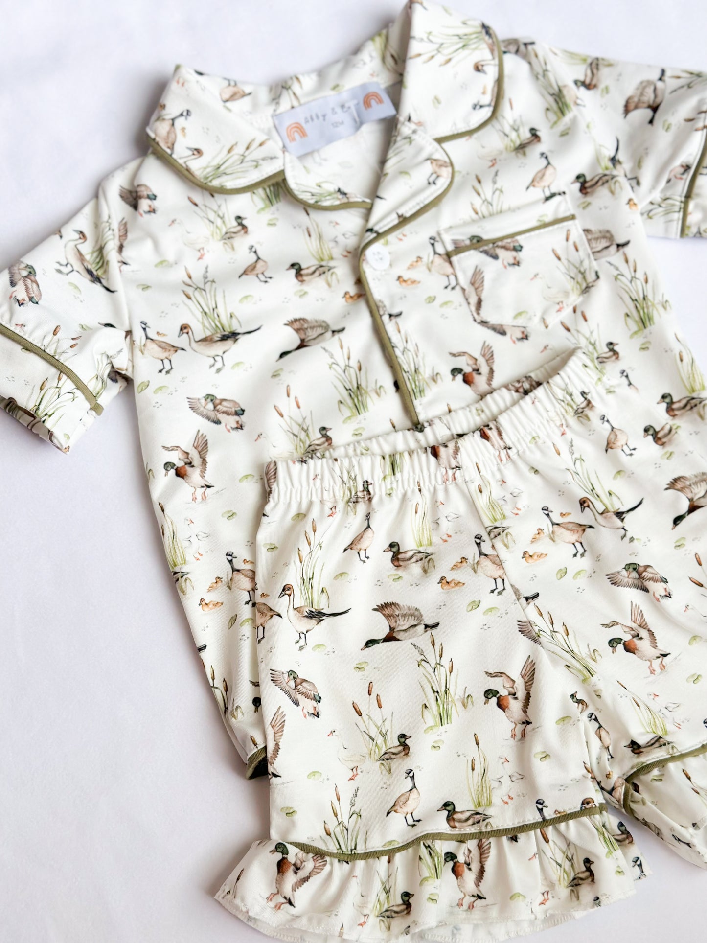 Sage Mallard Ruffle Pajama Set