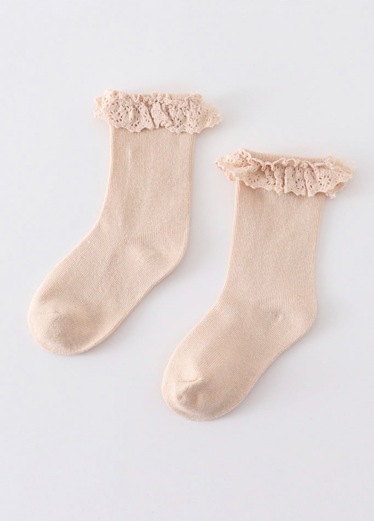 Beige Knit Lace Socks