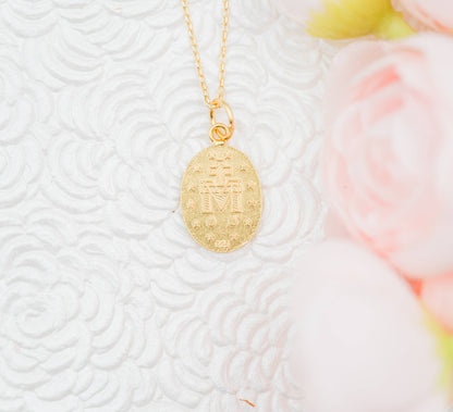 Gold Plated Miraculous Medal Necklace