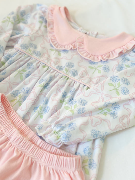 Bows + Hydrangeas Bloomer Short Set