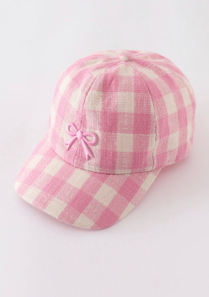 Pink Gingham Bow Hat