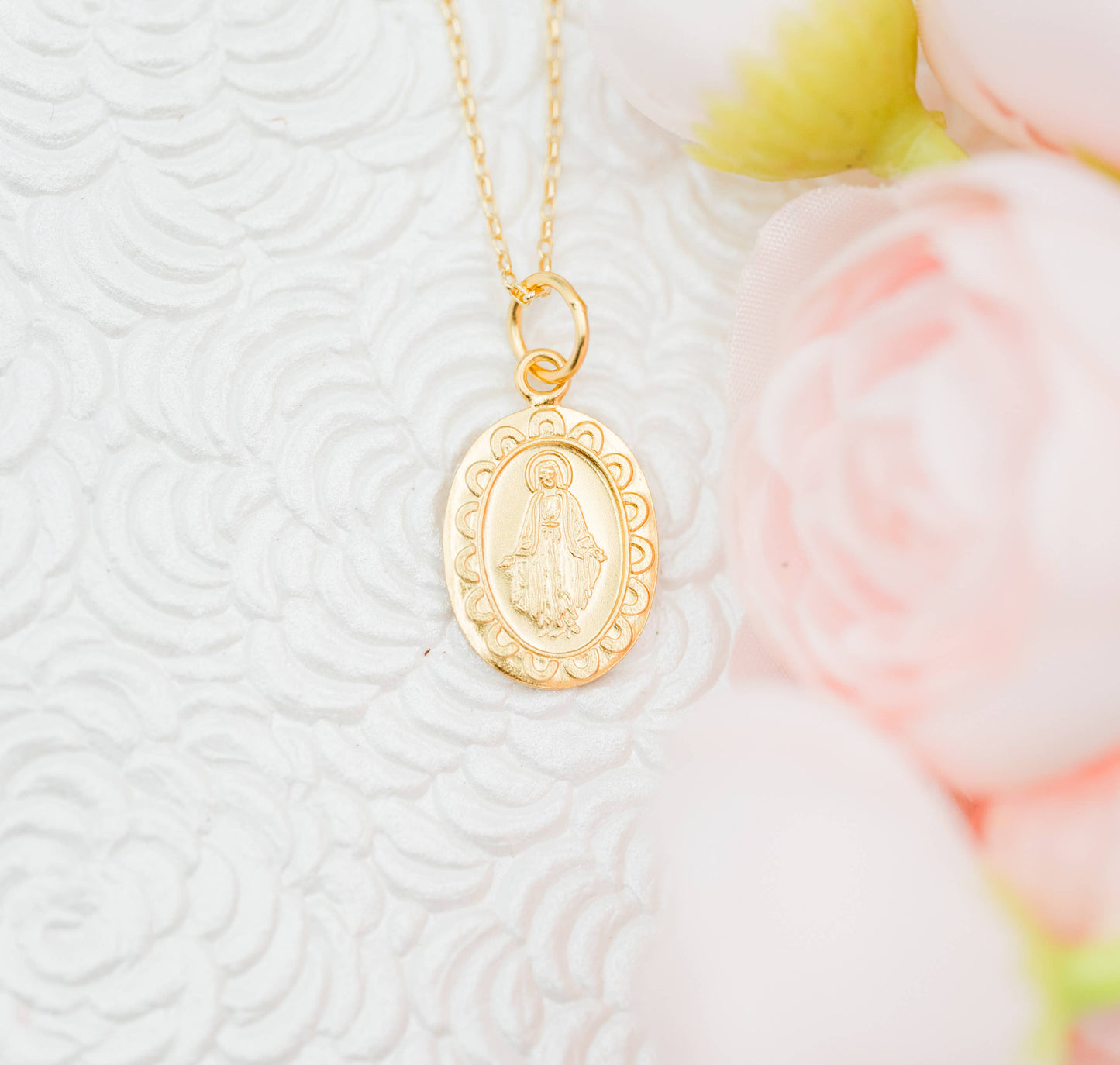 Gold Plated Miraculous Medal Necklace