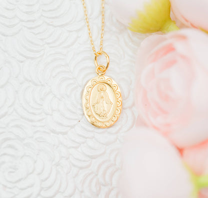 Gold Plated Miraculous Medal Necklace