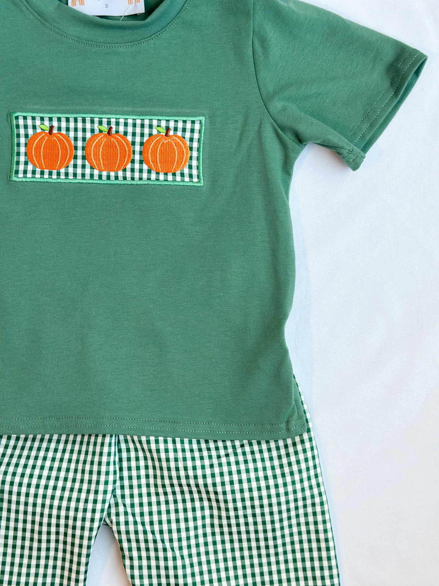 Green Gingham Pumpkin Boy Set