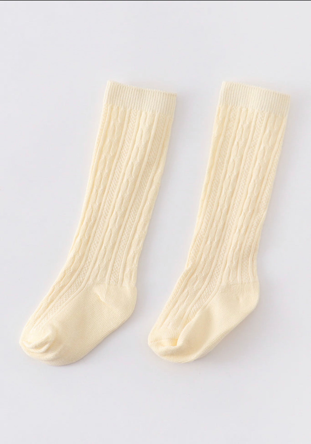 Cream Knit Knee High Socks