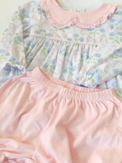 Bows + Hydrangeas Bloomer Short Set