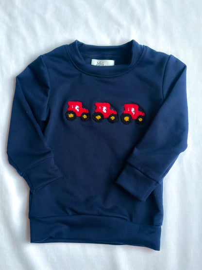 Red Tractor French Knot Pullover