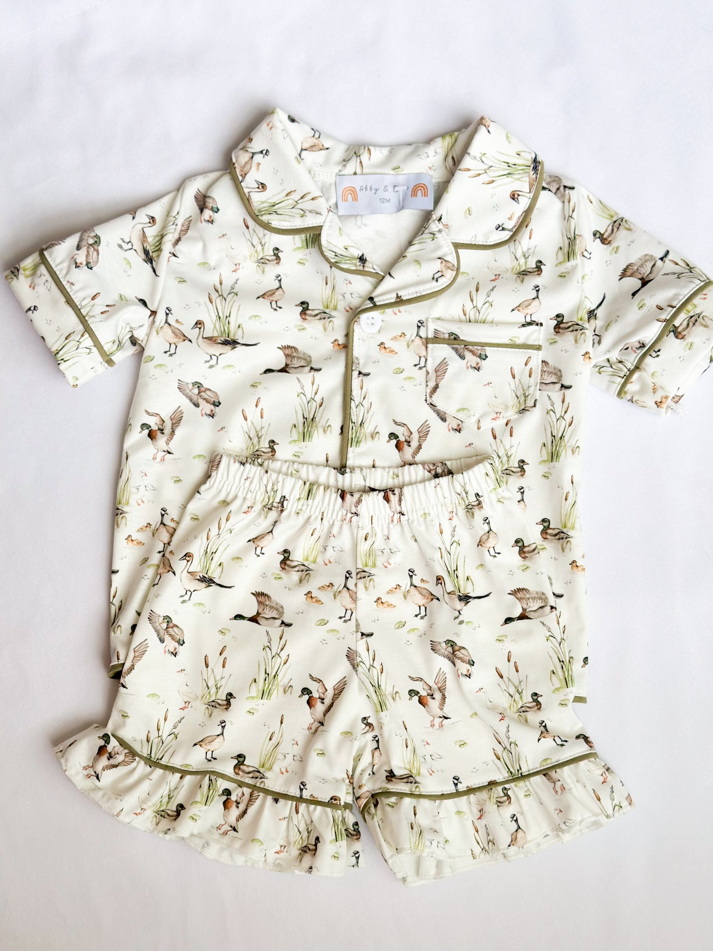 Sage Mallard Ruffle Pajama Set