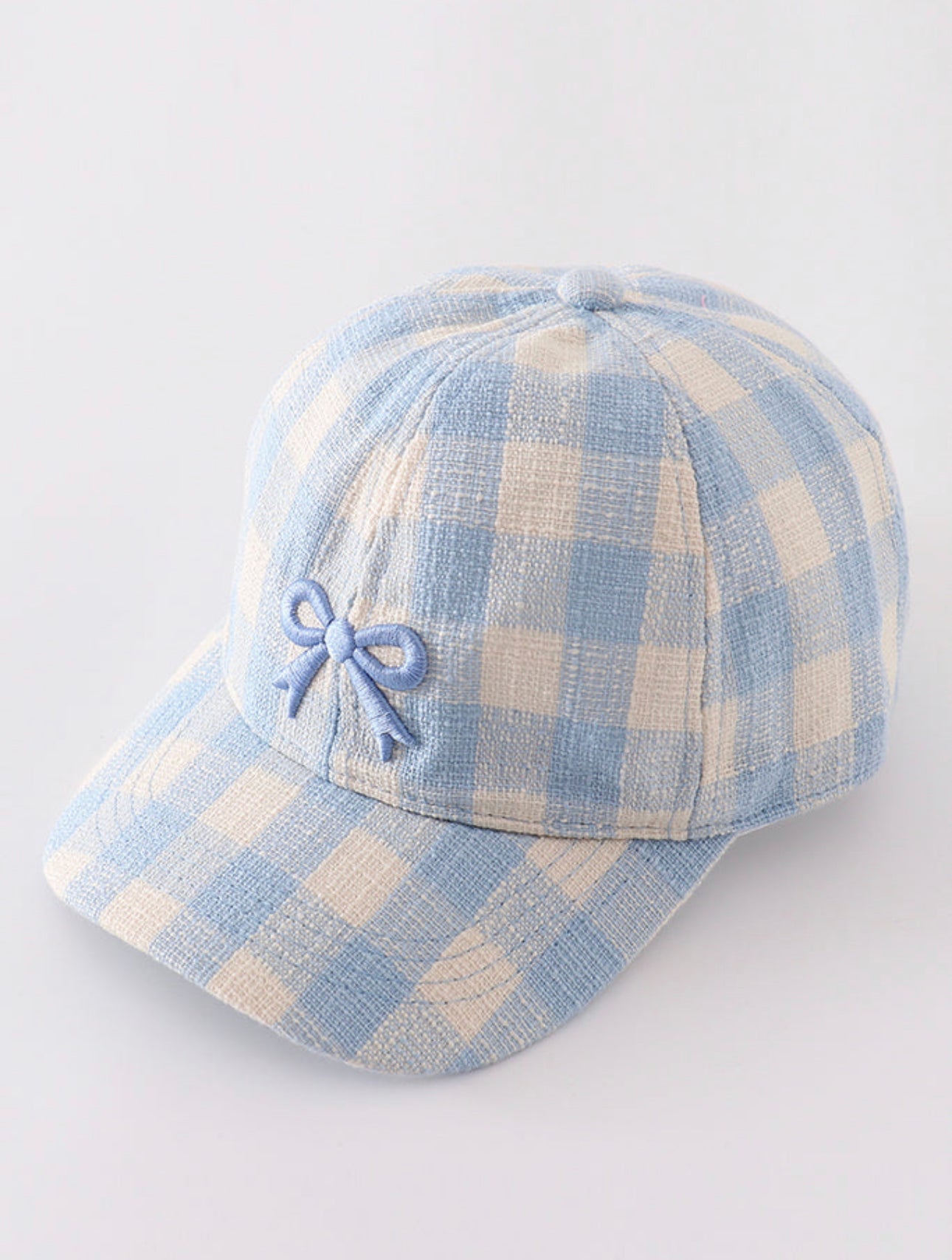 Blue Gingham Bow Hat