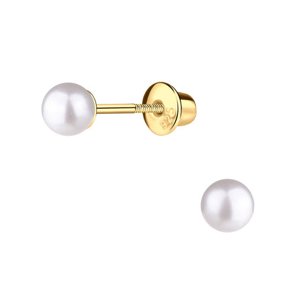 Gold-Plated Pearl Screw Back Earrings