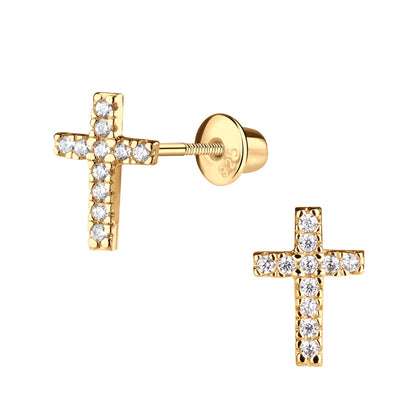 Gold-Plated Cross Earrings