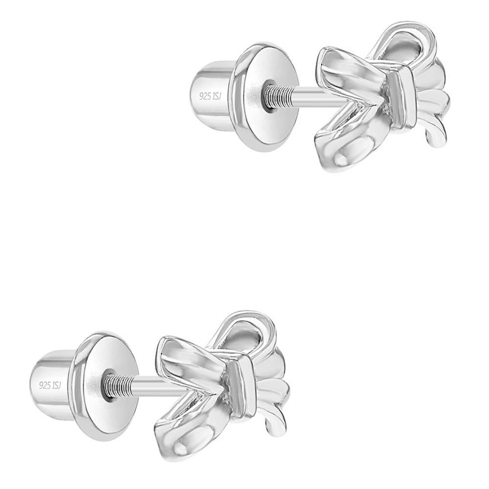 Classic Ribbon Bow Earrings - Sterling Silver