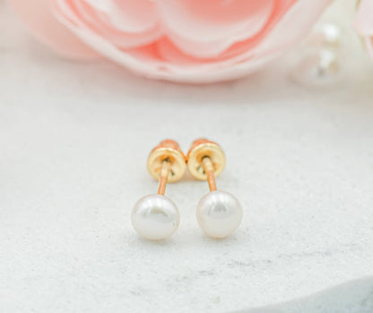 Gold-Plated Pearl Screw Back Earrings